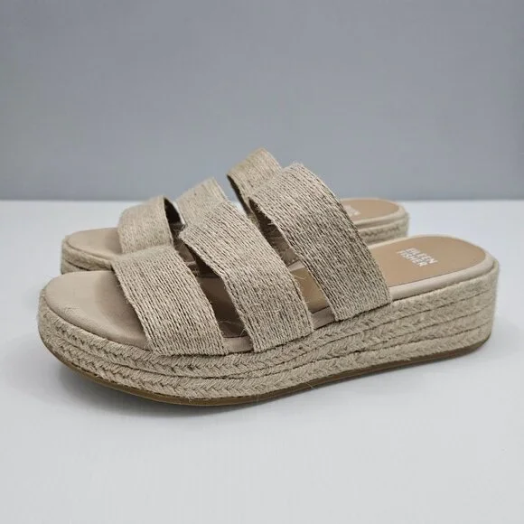 Eileen Fisher Mayla Espadrille Sandal Womens 8 Jute Platform Slide Summer - Picture 14 of 14